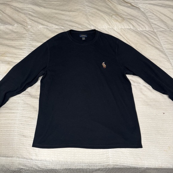 Polo Ralph Lauren Polo Bear Thermal Sleepwear Shirt Men XL Black Cotton Lounge - Picture 10 of 11